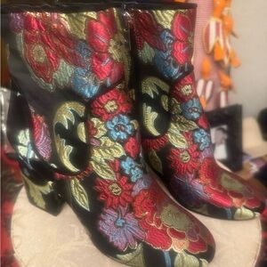 Marc Fisher Multicolor Floral Ankle Boots